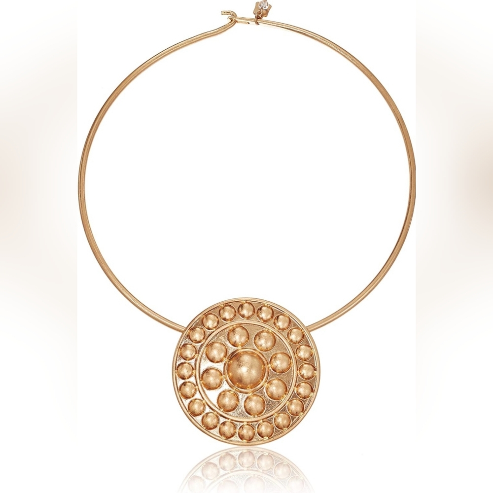 Robert Lee Morris Soho Women's Shield Pendant Round Wire Collar Necklace, Gold,